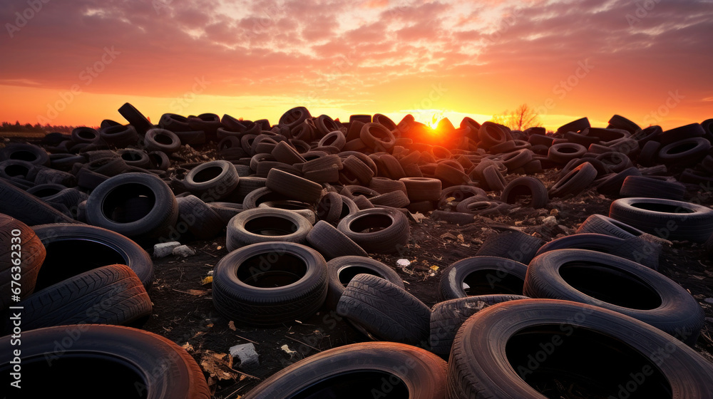 Obraz premium tires dumped in a big pile for recycling.