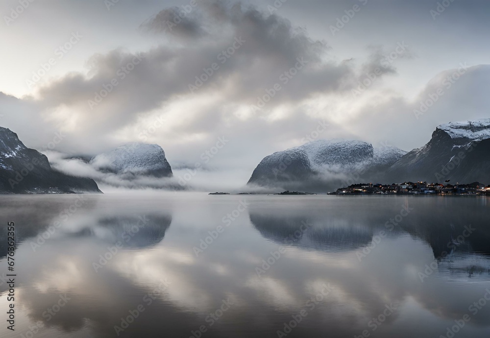 Magnetic Mists: Norway's Fjords Embraced by Fog.