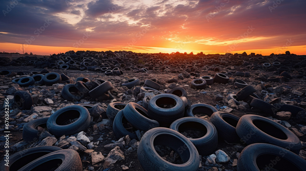 Obraz premium tires dumped in a big pile for recycling.