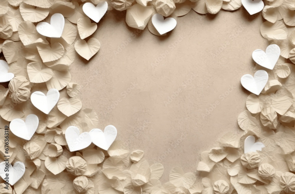 Une bordure en papier blanc avec des cœurs blancs Une bordure en papier blanc avec des cœurs blancs