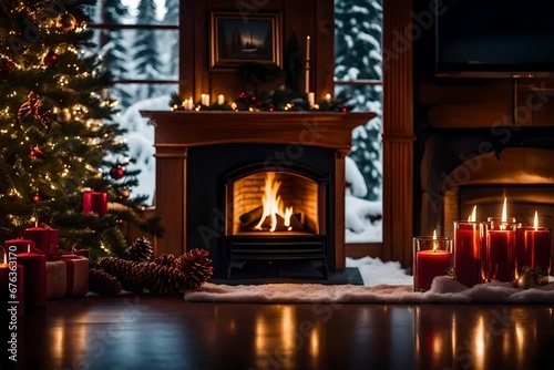 fireplace with christmas decoration