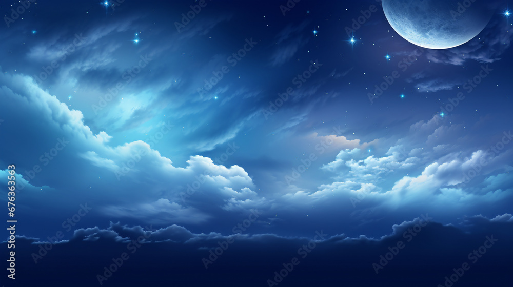 Mystical Moonlit Night PowerPoint Background Image with Celestial Charm.