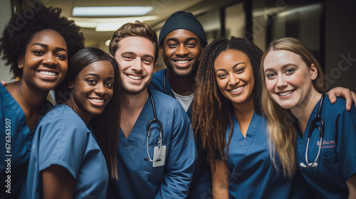 Group of diverse students starting their medical training together photo