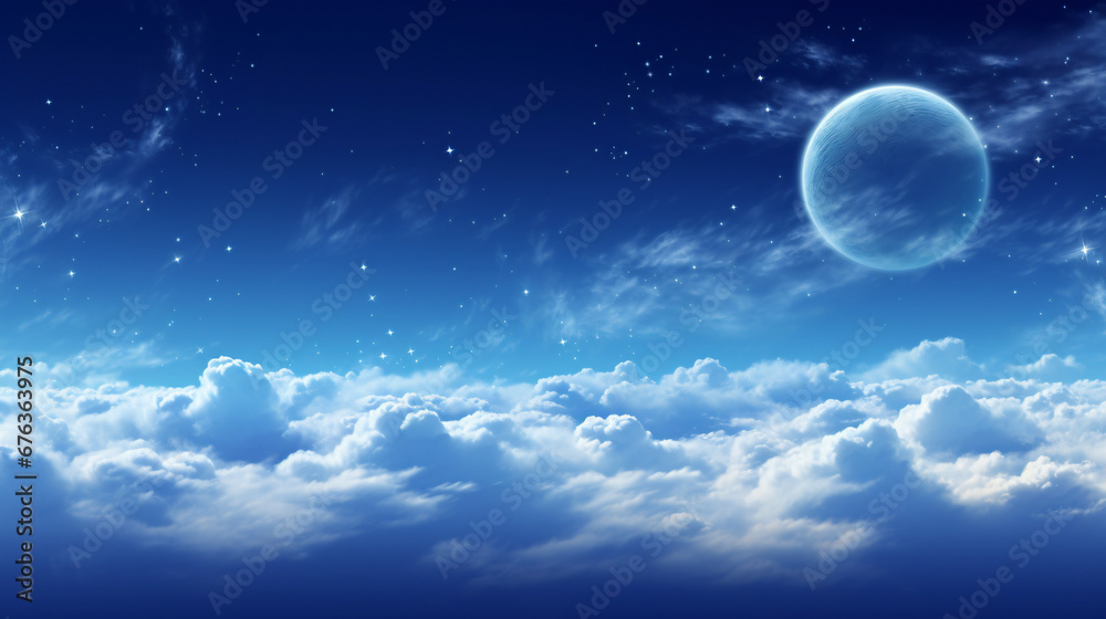 Fototapeta premium Mystical Moonlit Night PowerPoint Background Image with Celestial Charm.