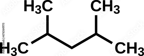 2,4-dimethylpentane structural chemical formula, heptane isomer vector illustration