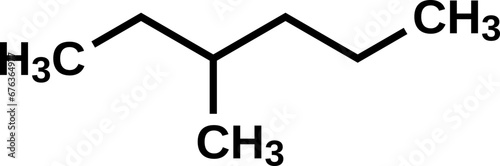 3-methylhexane structural formula, heptane isomer vector illustration