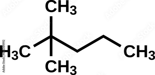 Neoheptane structural  formula. 2,2-dimethylpentane, heptane isomer vector illustration
