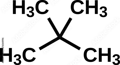 Neopentane structural formula. Dimethylpropane, pentane isomer  vector illustration