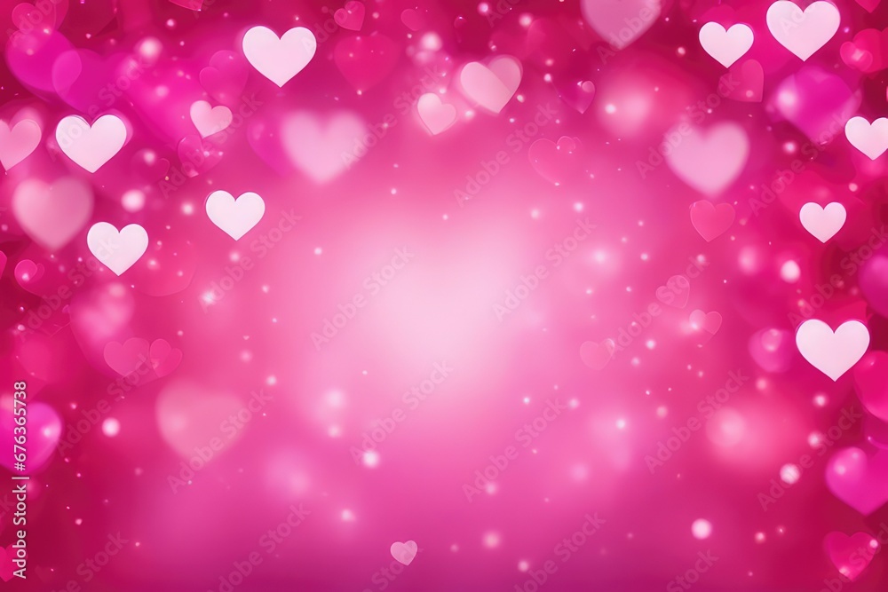 a high quality stock photograph of Abstract Bokeh Hearts Pink Background - Love Concept, Valentine's Day.