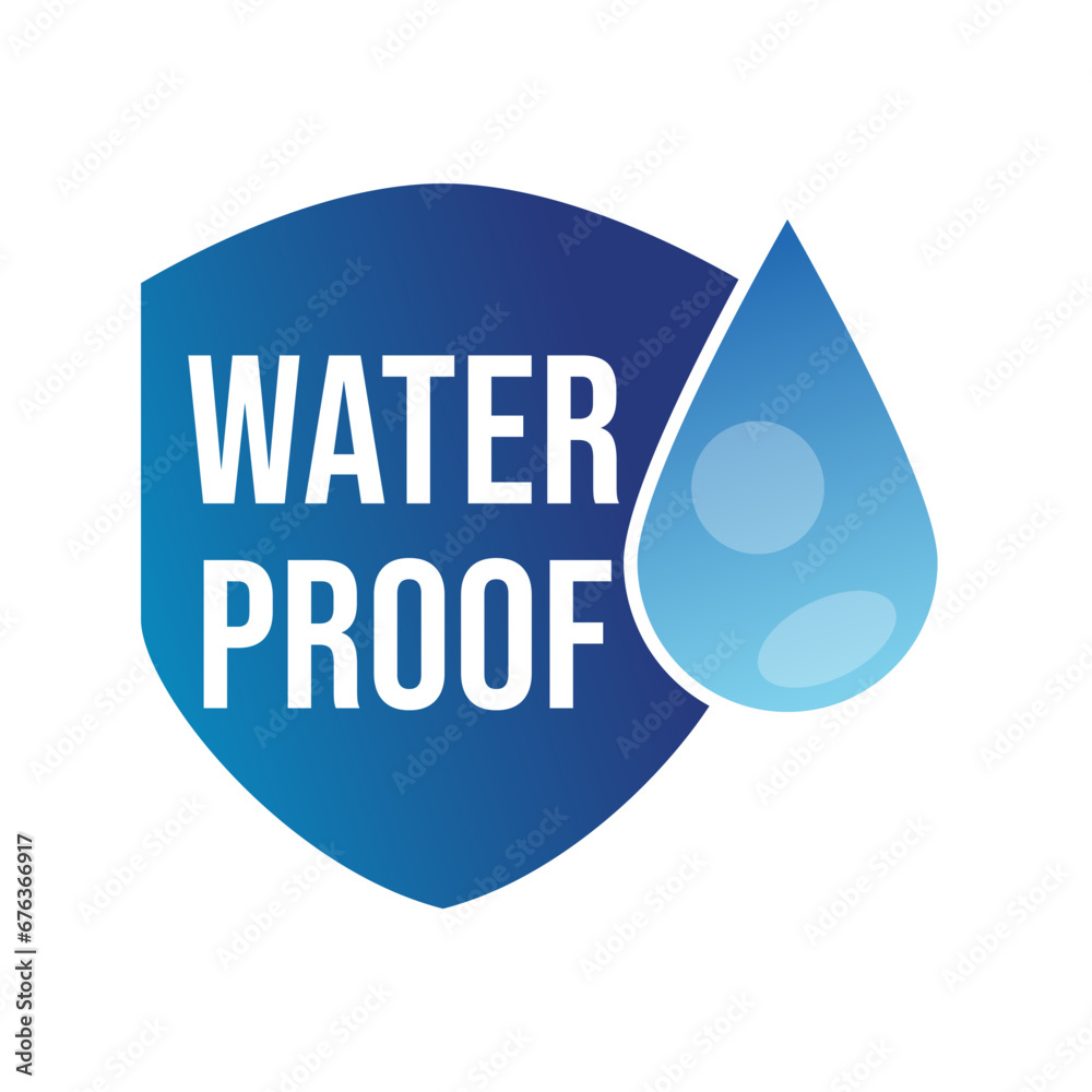 Waterproof label or waterproof symbol vector isolated. Waterproof label for product packaging design element. Waterproof label or waterproof symbol vector isolated. Waterproof label for product packaging design element.