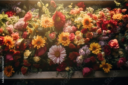 Wallpaper Mural Colorful flowers on the grave in the cemetery, funeral concept. Torontodigital.ca