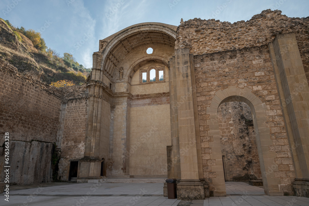 Church of Santa Maria, in the city of Cazorla, province of Jaen, Andalusia, Spain. It is a temple in ruins, built in the 16th century over the course of the river that runs through the town.
