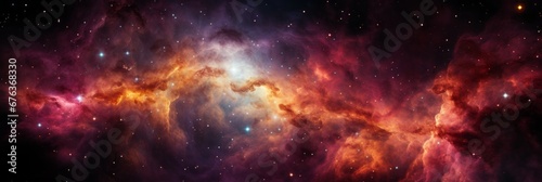 Obraz na plátne Vibrant galaxy cloud illuminating night sky, revealing cosmic wonders through sc