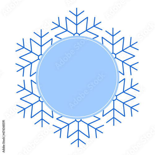Round Vector blue Christmas winter frame made of snowflakes with place for text. Perfect copyspace for decorating social networks, photos and greeting card