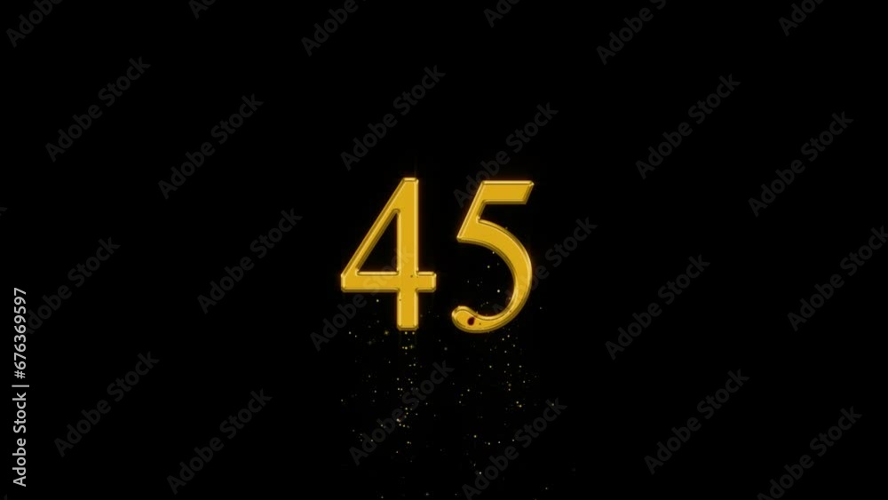 Golden number 45 with gold particles and alpha channel Golden number 45 with gold particles and alpha channel
