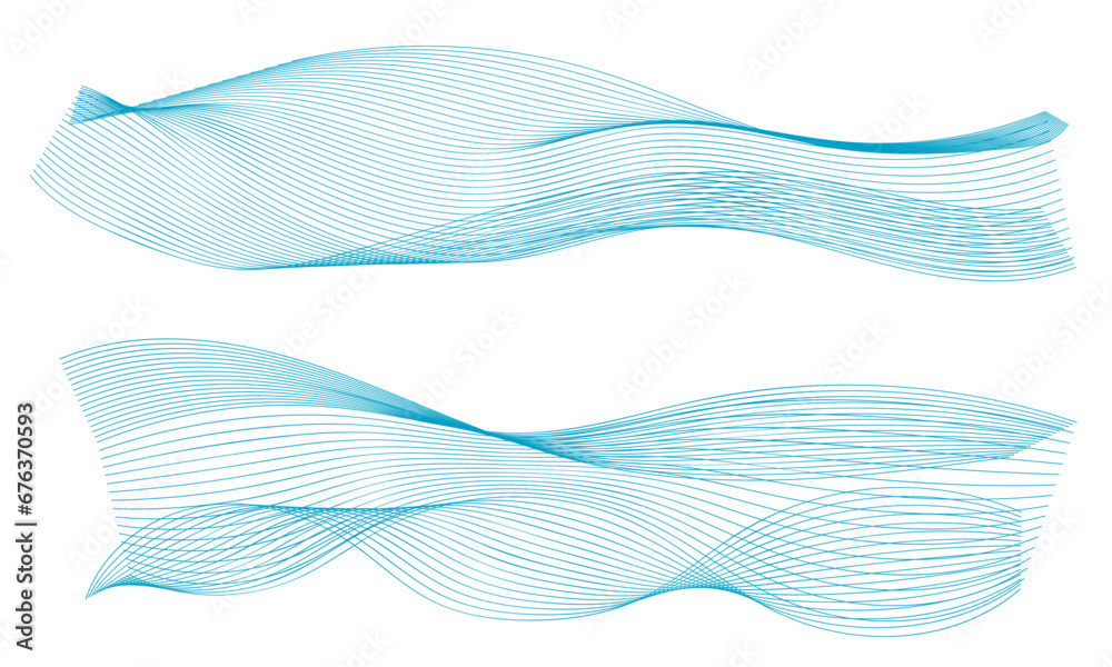 Abstract vector wavy lines flowing smooth curve gold gradient color on transparent background in concept of luxury, technology, science, music, modern.