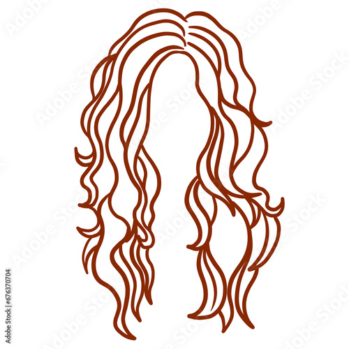Curly Long Hairstyle Drawing