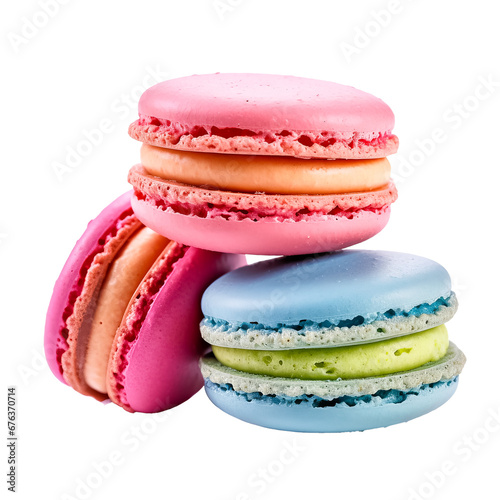 colorful macaroons isolated on a transparent background  