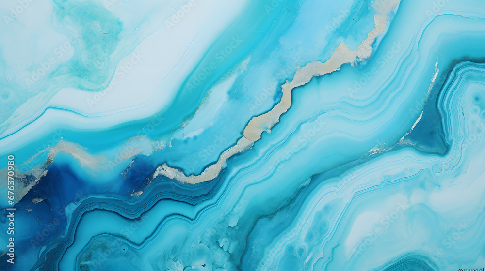 Geode artist work of art. Aquamarine luxury art in Eastern style. Beautiful Larimar stone. Acrylic painting- can be used as a trendy background marble Texture. generative AI.