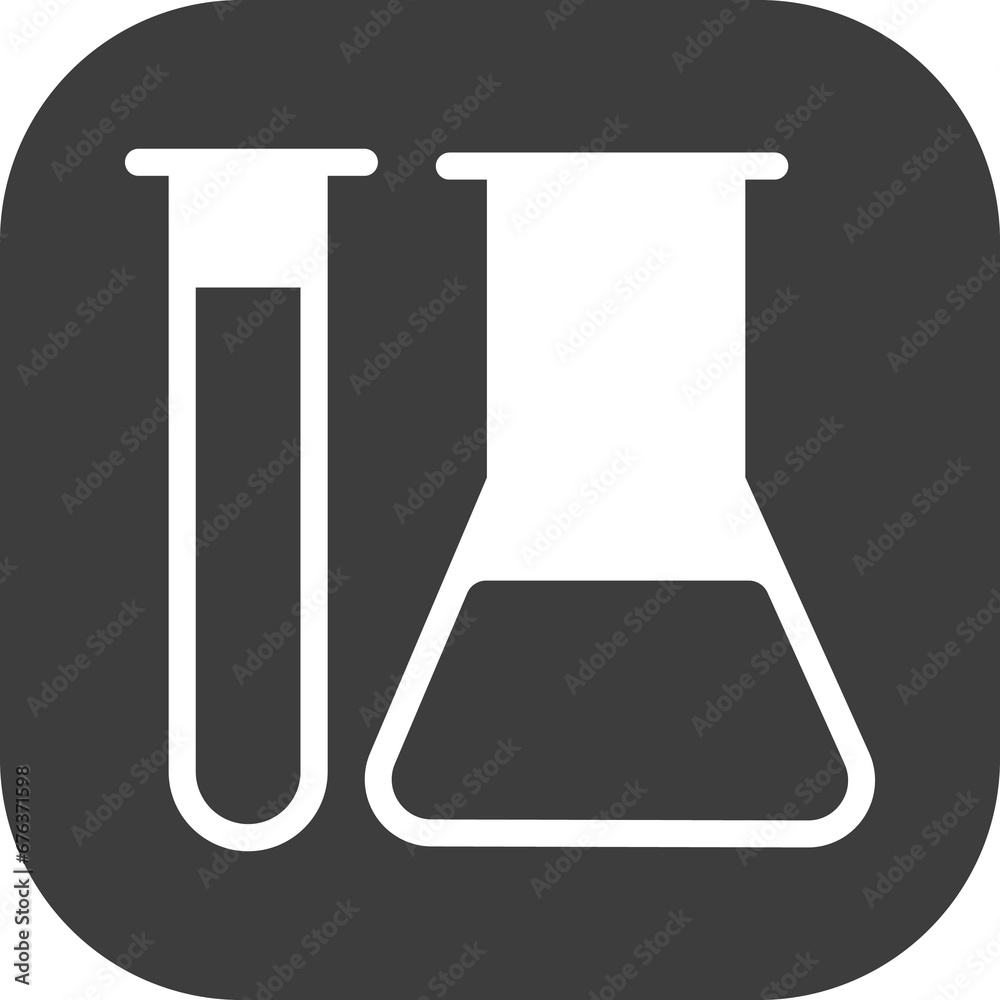 Test tube icon in black square. Test tube icon in black square.