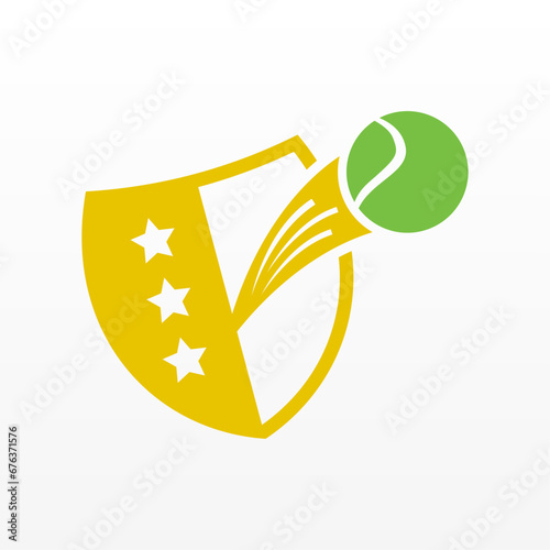 International tennis league emblem logo. Simple tennis logo photo