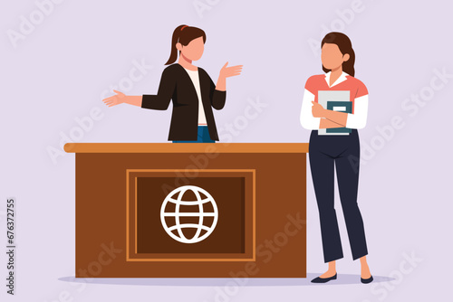 Diplomacy and embassy concept. Colored flat vector illustration isolated.