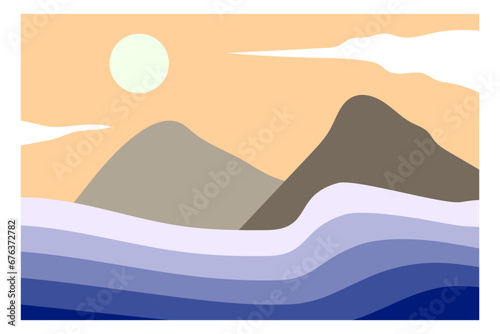 mountain landscape minimalist flat vector illustration