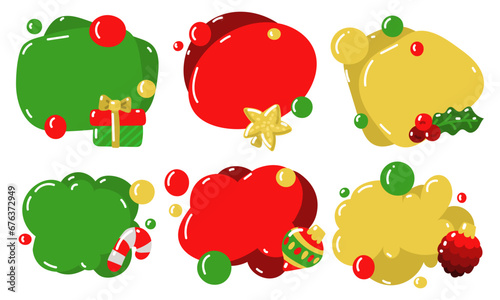 A set of vector conversational colored balls for Christmas greetings with New Year's items, isolated on a white background. Message. Design of a Christmas greeting card, banner, poster, stickers