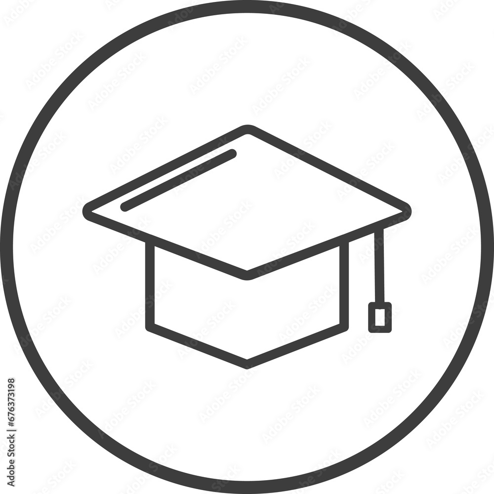 Graduation icon in thin line black circle frames. Graduation icon in thin line black circle frames.