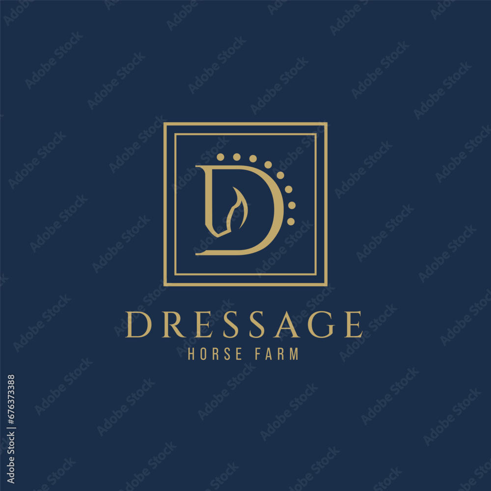 Letter D monogram horse logo, letter D horse logo, horse head logo