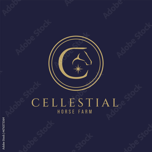 Letter C monogram horse logo, letter C horse logo, horse head logo