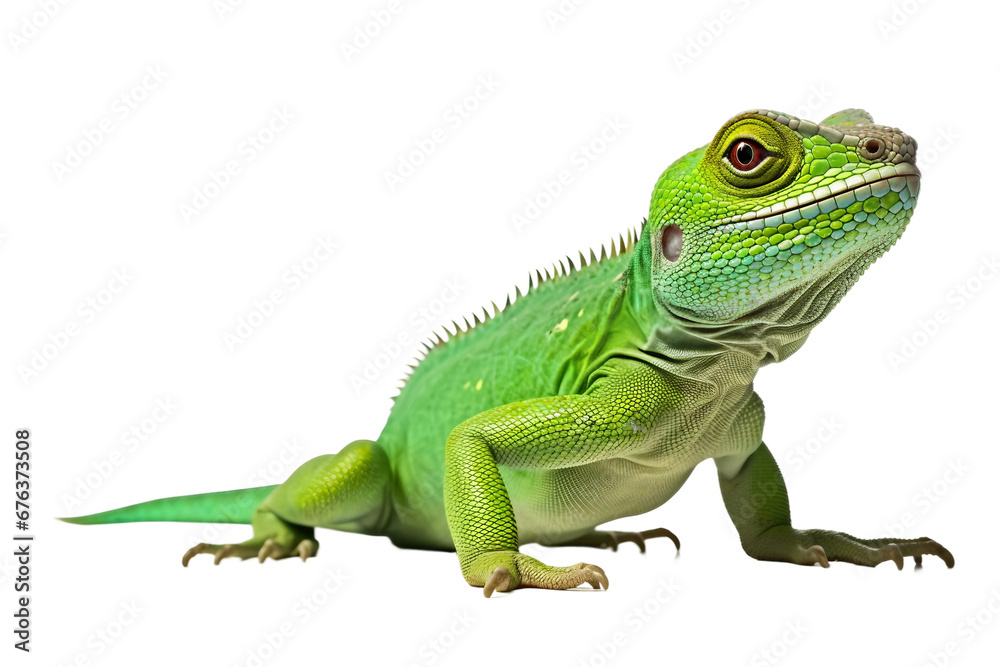 Naklejka premium Green Lizard Isolated on Transparent Background, PNG, Generative Ai