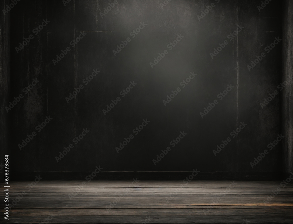 black empty room with wooden floor, copy space black empty room with wooden floor, copy space
