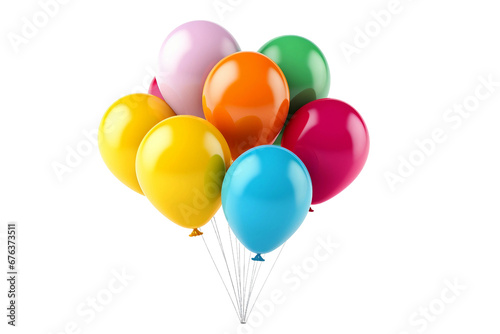Colorful Stack of Balloons on Transparent Background, PNG, Generative Ai