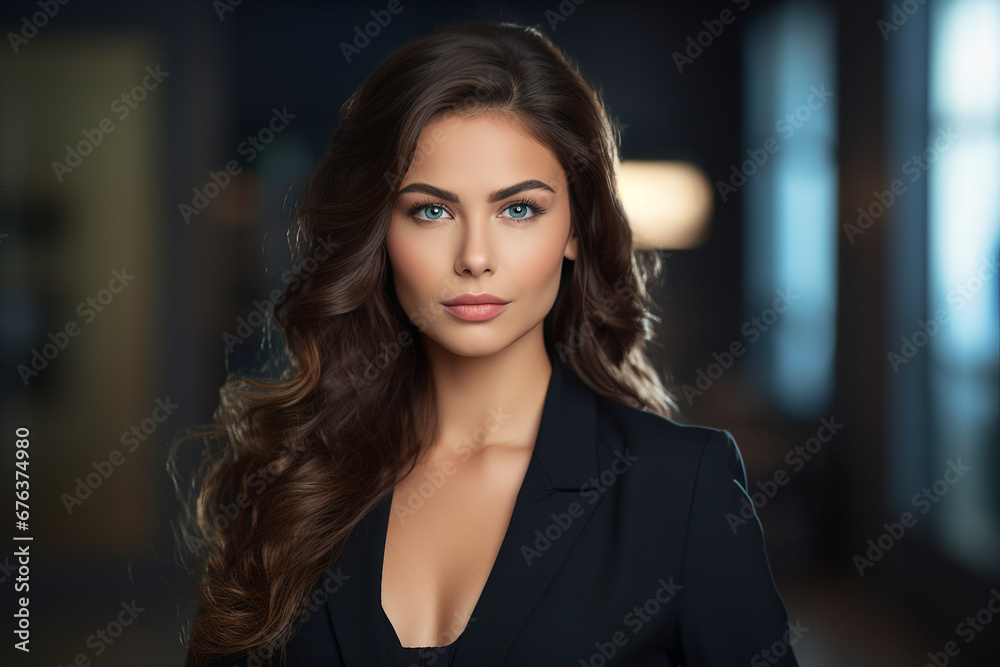 Generative AI picture portrait of attractive office worker young woman
