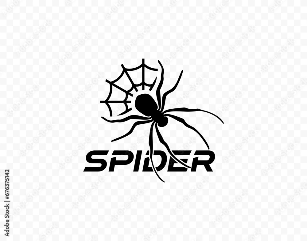 Spider logo design. Spider sits on the web vector design Spider logo design. Spider sits on the web vector design