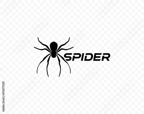 Spider logo design. Spider sits on the web vector design