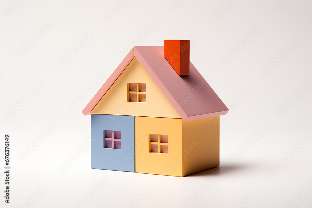 A small colorful toy house. A small colorful toy house.