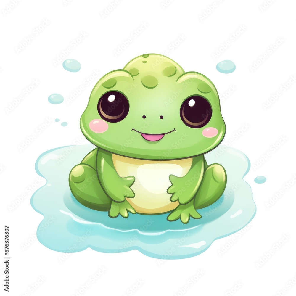 Fototapeta premium Cute cartoon 3d character frog on white background
