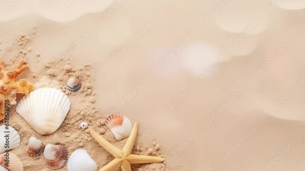 Summer background. Sea shell and sand.