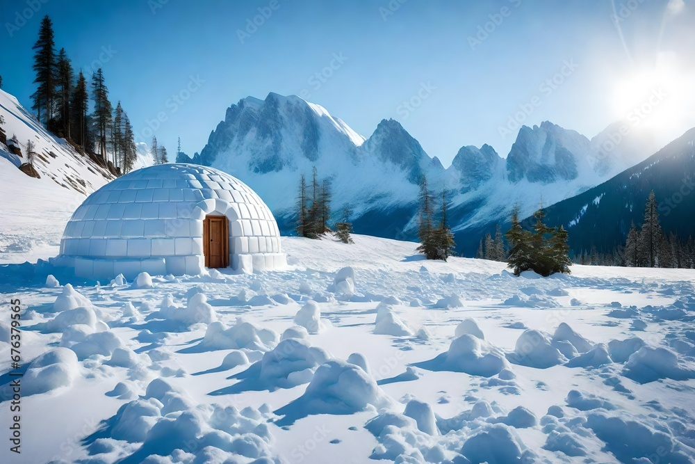 Snow on the mountain and Igloo  house