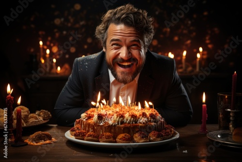 young man with birthday cake