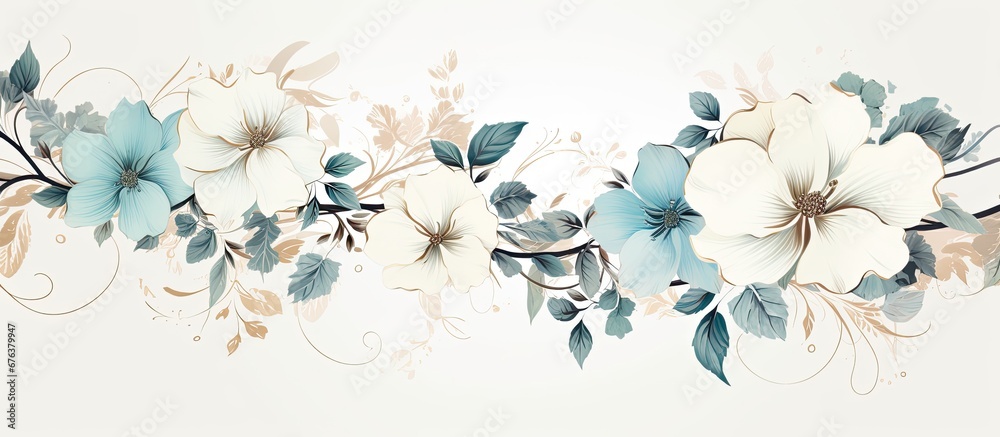 The abstract floral illustration in a vintage design showcases a creative blend of white and retro patterns adding a touch of elegance to the nature inspired background texture in this fash - obrazy, fototapety, plakaty 