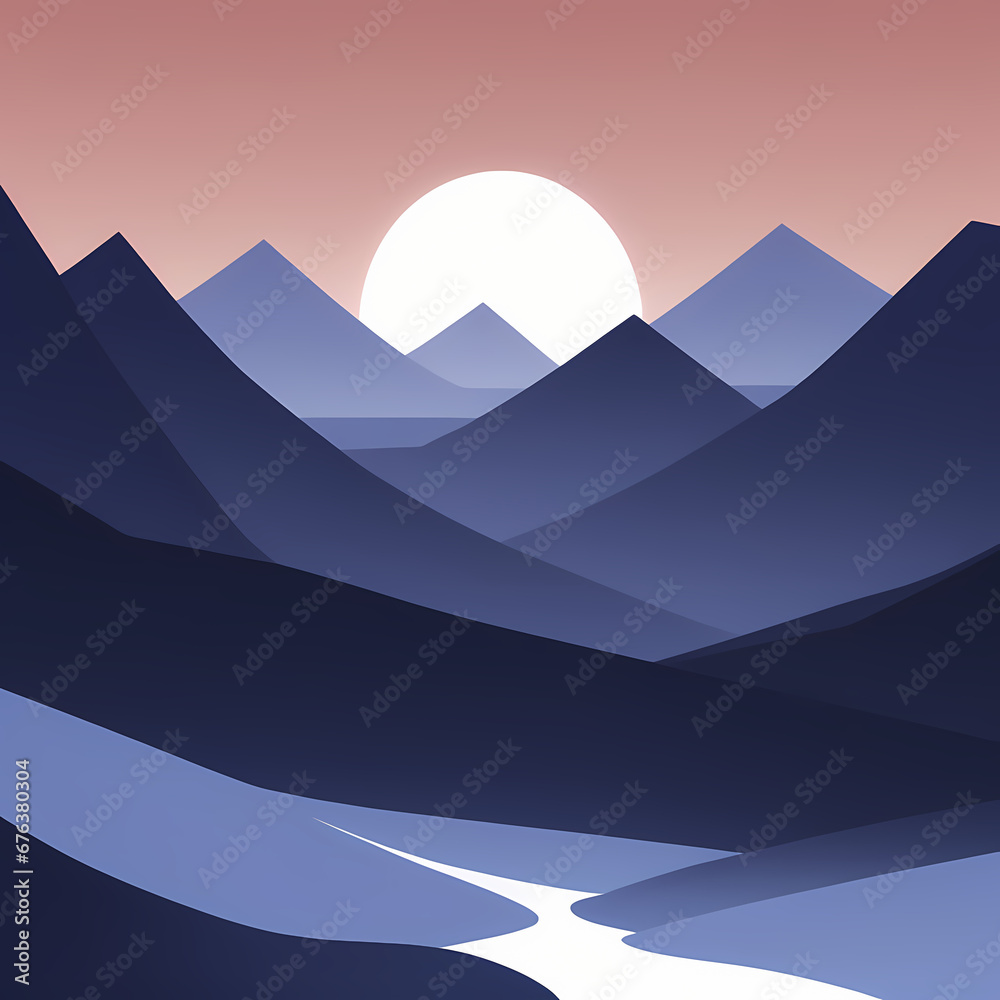 Abstract illustration of mountain landscape. Generative AI