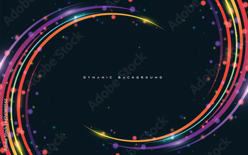 Abstract colorful lines shape background with sparkling light