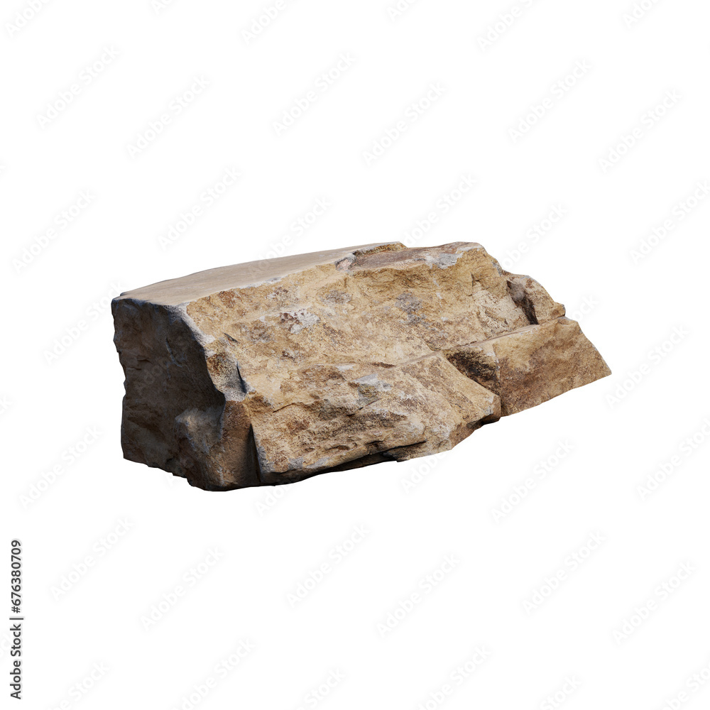 mineral stone heavy rock,3d render real Rock, PNG file of isolated cutout object on transparent background