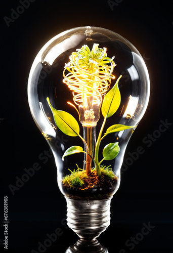 Plant growing into glass bu...