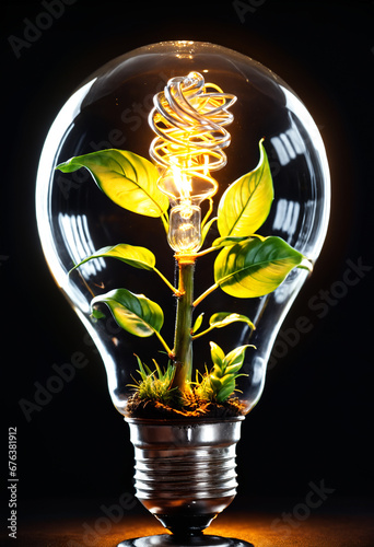Plant growing into glass bu...