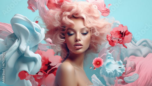 Stylish Woman Posing with Flowers in Natural Beauty