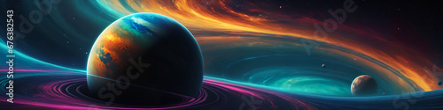 Planets   a symphony of abstract colors  colorful patterns. Beauty on wallpaper. Generative AI